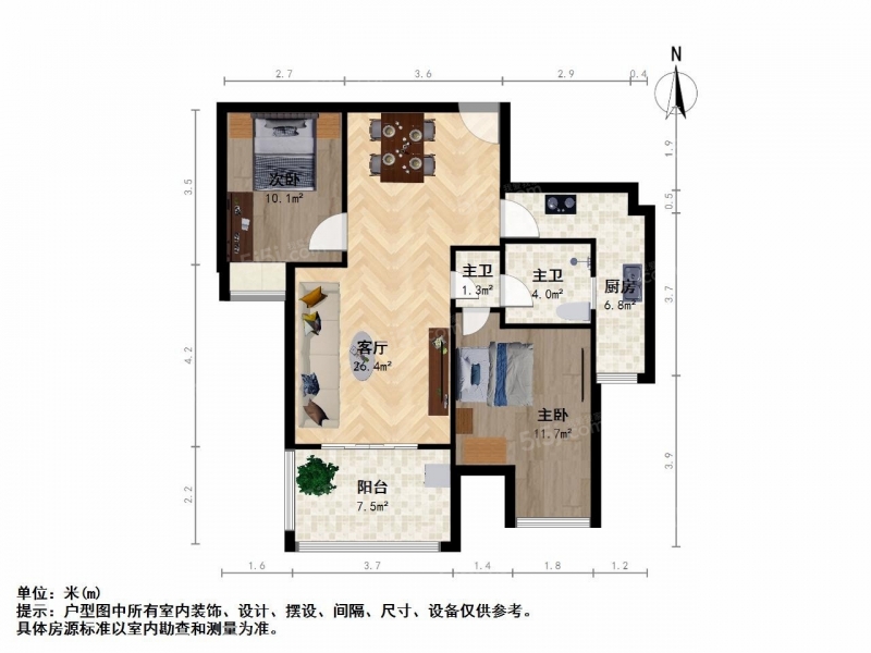 无锡我爱我家崇安 · 金科观天下二期 · 2室 · 2厅