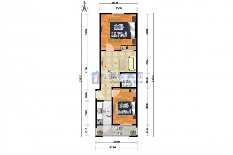 天津我爱我家整租 · 新开河街 · 南口路9号 · 2室1厅