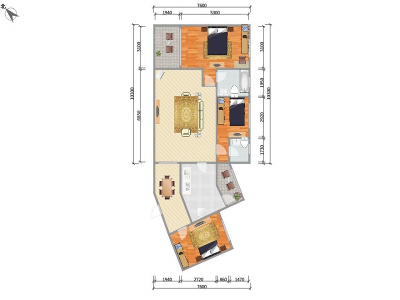 名都城-虹许路788弄3室2厅户型图