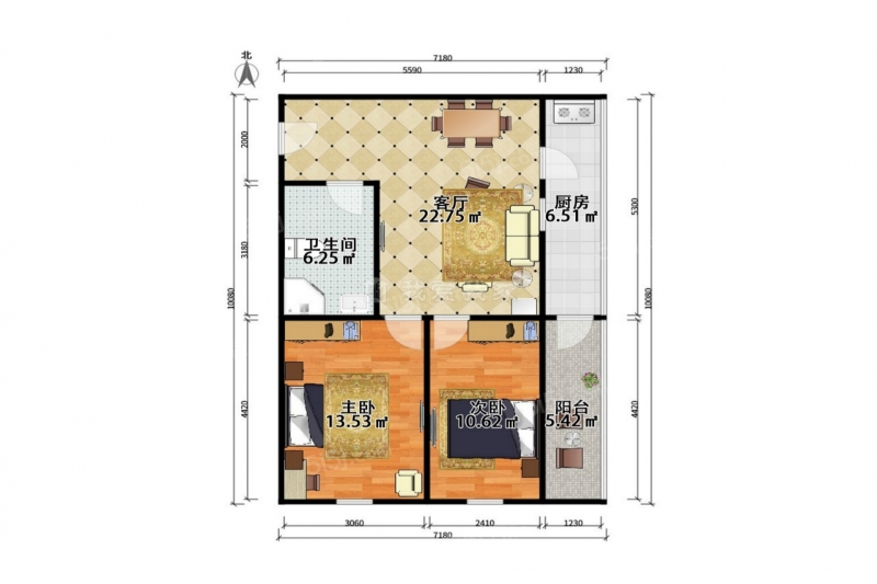 天津我爱我家整租 · 新开河街 · 裕泰家园 · 2室1厅