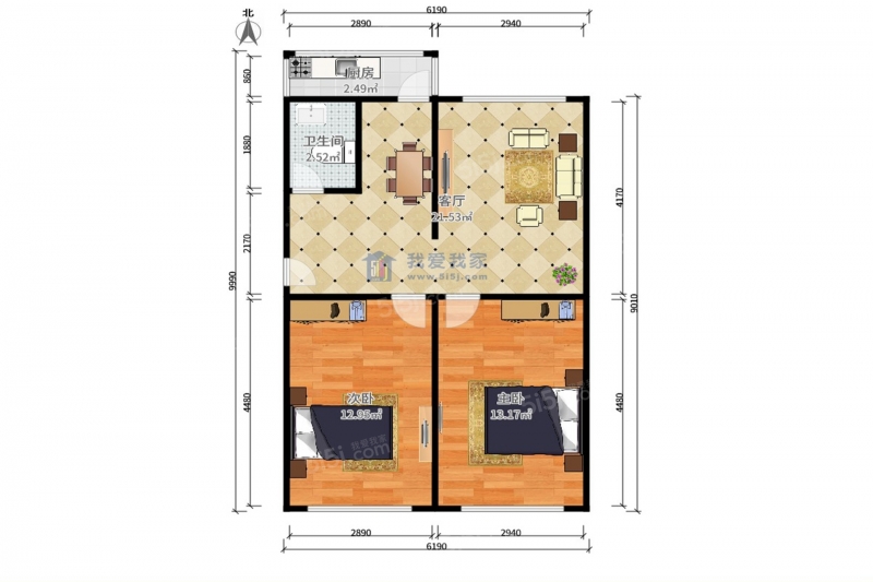 天津我爱我家近地铁2线 卫国道97号 2室简装 拎包入住 家具家电齐全