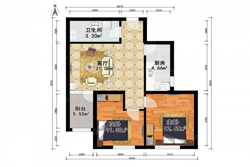 天津我爱我家宜兴阜 · 秋怡家园 · 2室 · 1厅