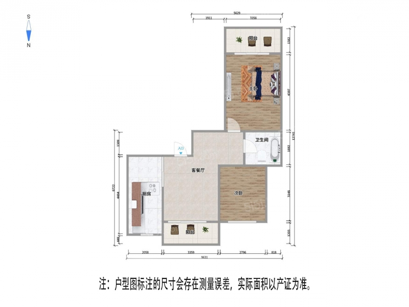 无锡我爱我家太湖新城 · 梁南苑B区 · 2室 · 2厅