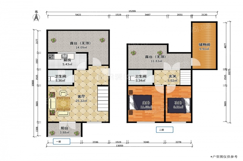 天津我爱我家整租 · 邵公庄街 · 千禧园东院 · 2室1厅