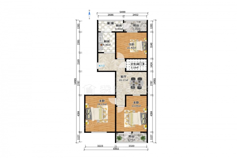 整租·学府街·天津大学四季村·3室·1厅