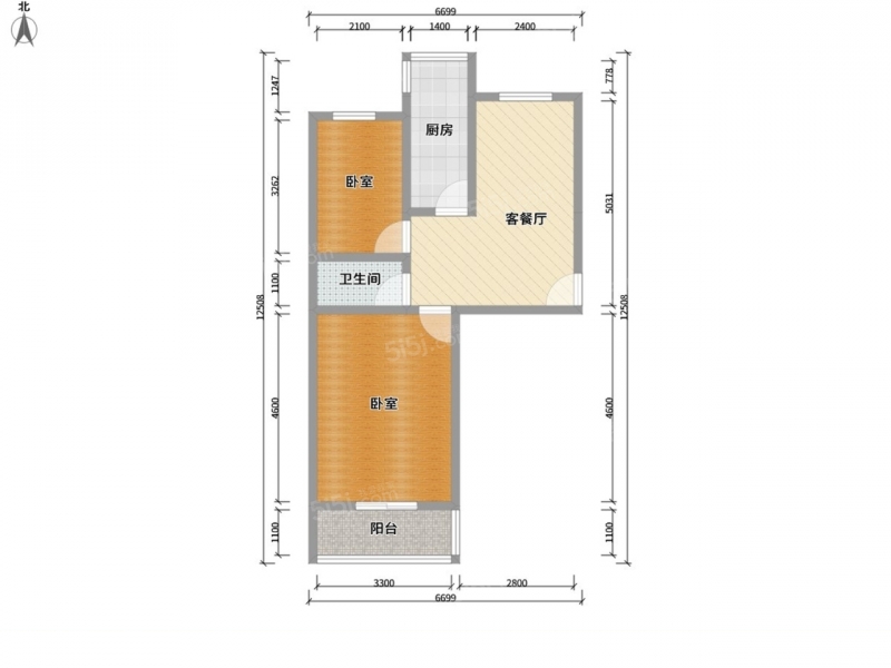 嘉泽龙城苑2室2厅户型图